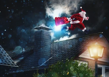 Santa Claus on Rooftop